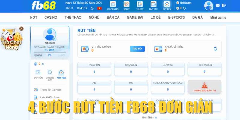 4 bước rút tiền FB68 đơn giản